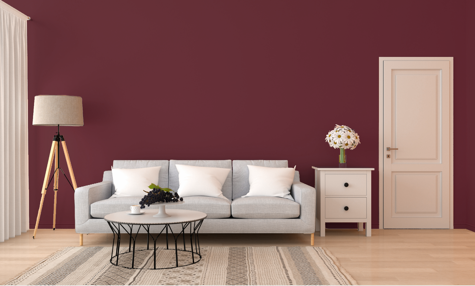 Wine red living room wall paint color | Remodeling contractor Badgerland Restoration & Remodeling Stevens Point WI