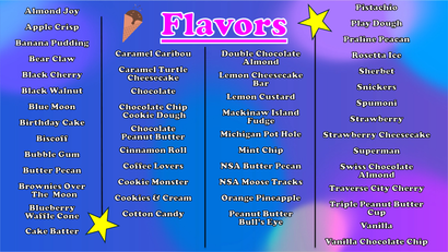 Menu | Mooneys Ice Cream and Cakes Saginaw MI