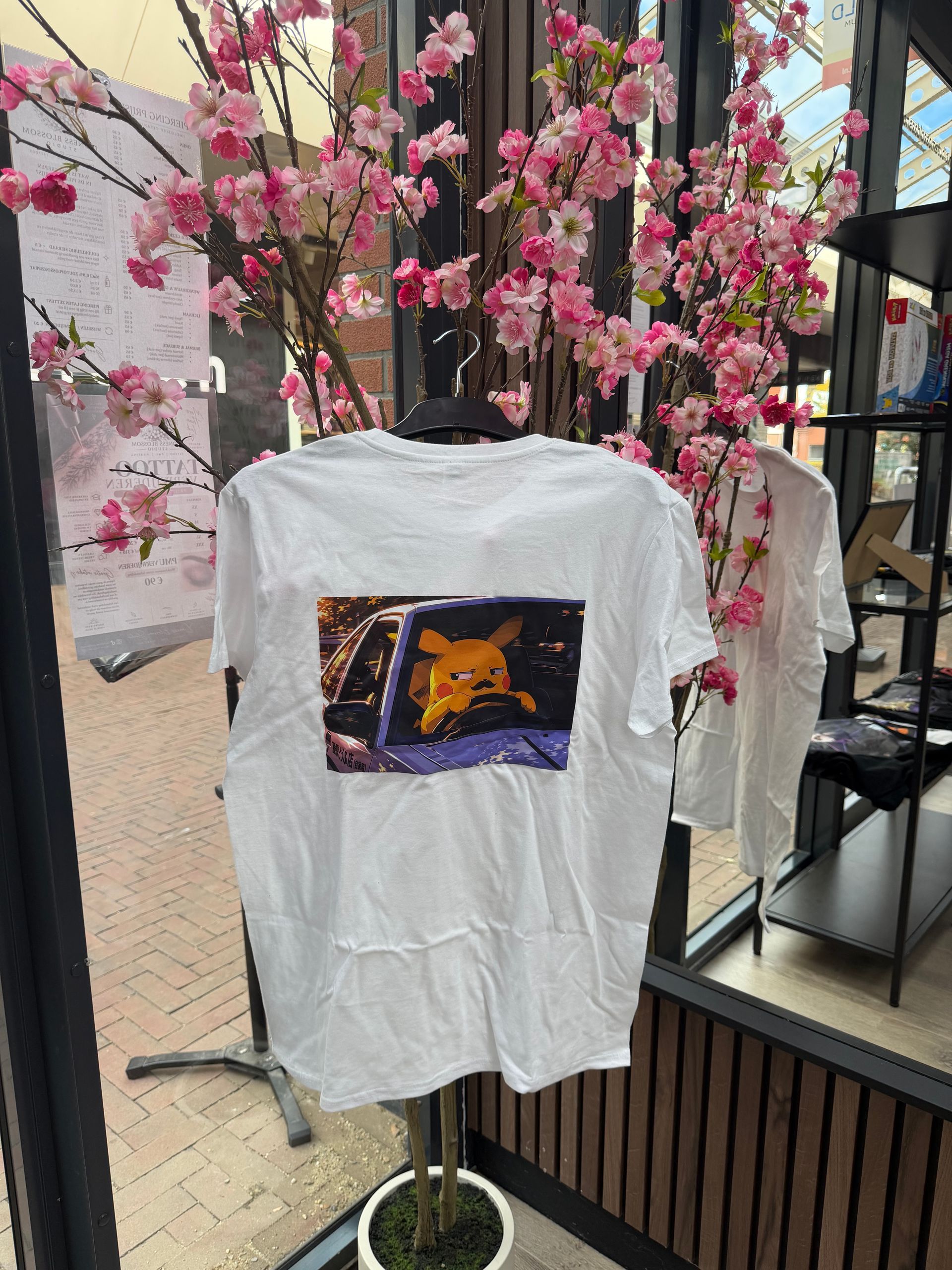 Wit bedrukte T-shirt met Pikachu-print (maat L)