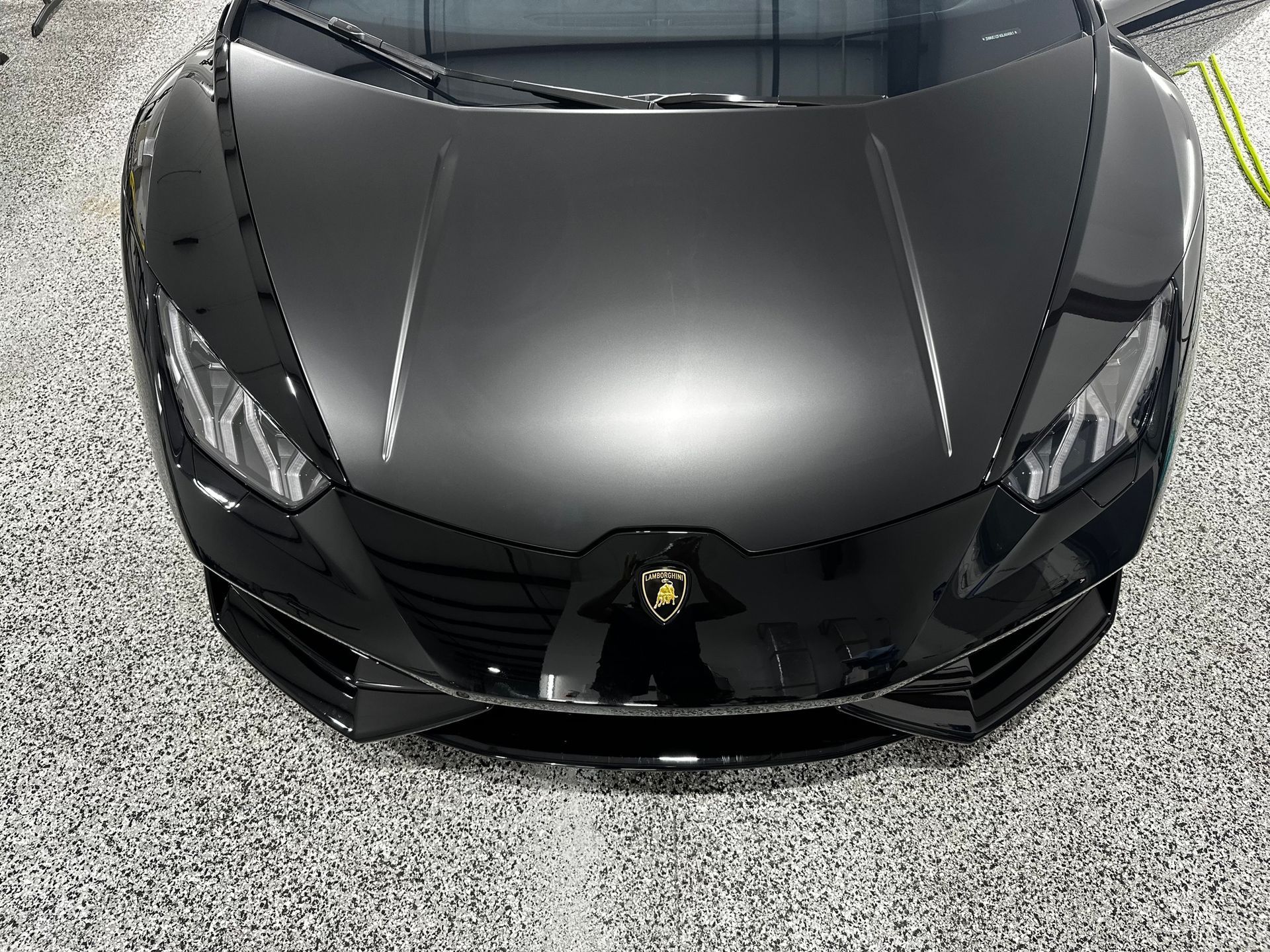 2016 Lamborghini Huracán LP 610-4 Detailing, Full Body PPF, Modesta Coating, and Level 2 Interior Detail Hood from above Florida USA