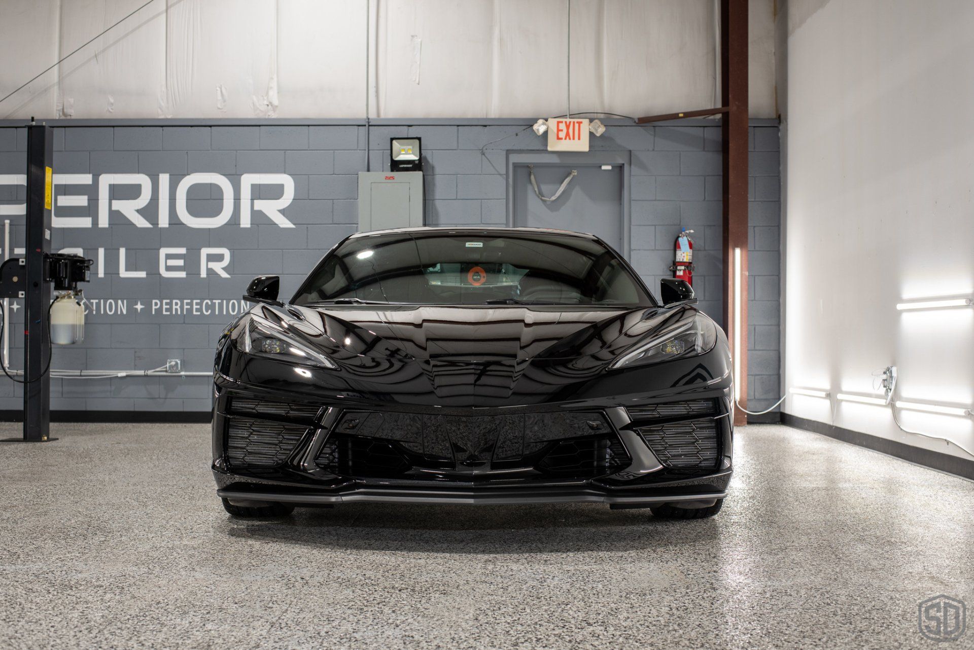 2022 Corvette C8 Detailing, Paint Correction, Modesta Primer, Modesta BC-08 Ceramic Coating front end view Orlando Florida