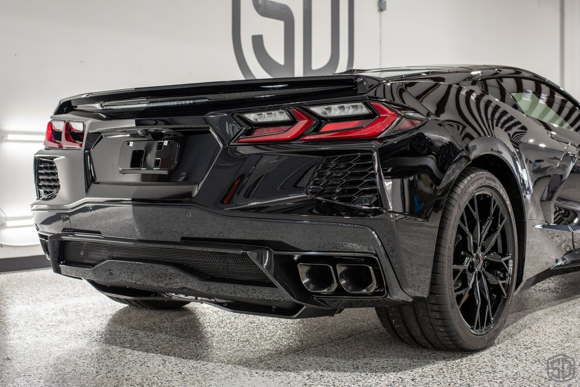 2022 Corvette C8 Detailing, Paint Correction, Modesta Primer, Modesta BC-08 Ceramic Coating rear view Orlando FL