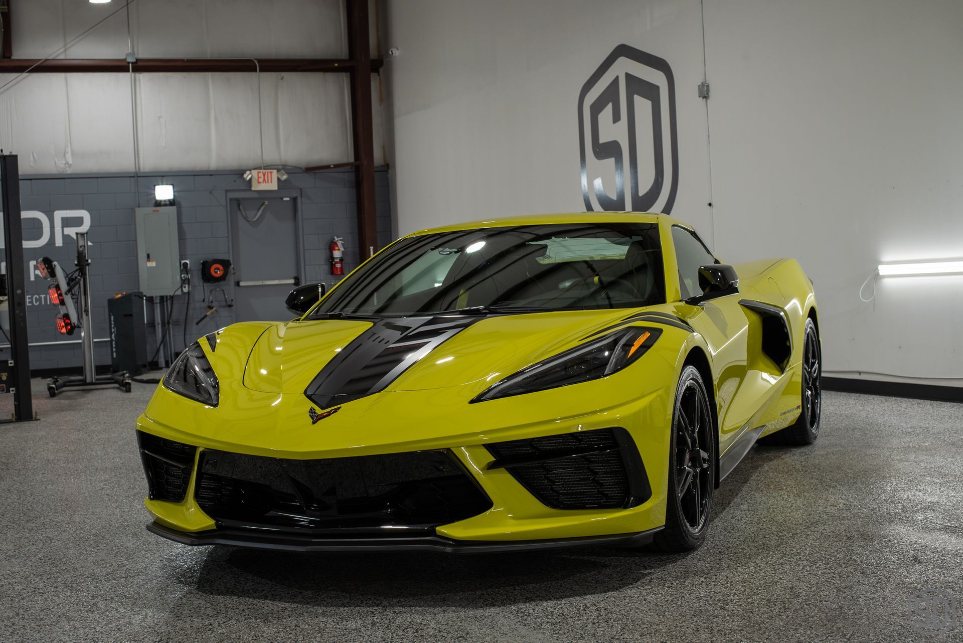 2023 Corvette Stingray Paint Correction and Modesta Coatings Orlando, front end view Florida