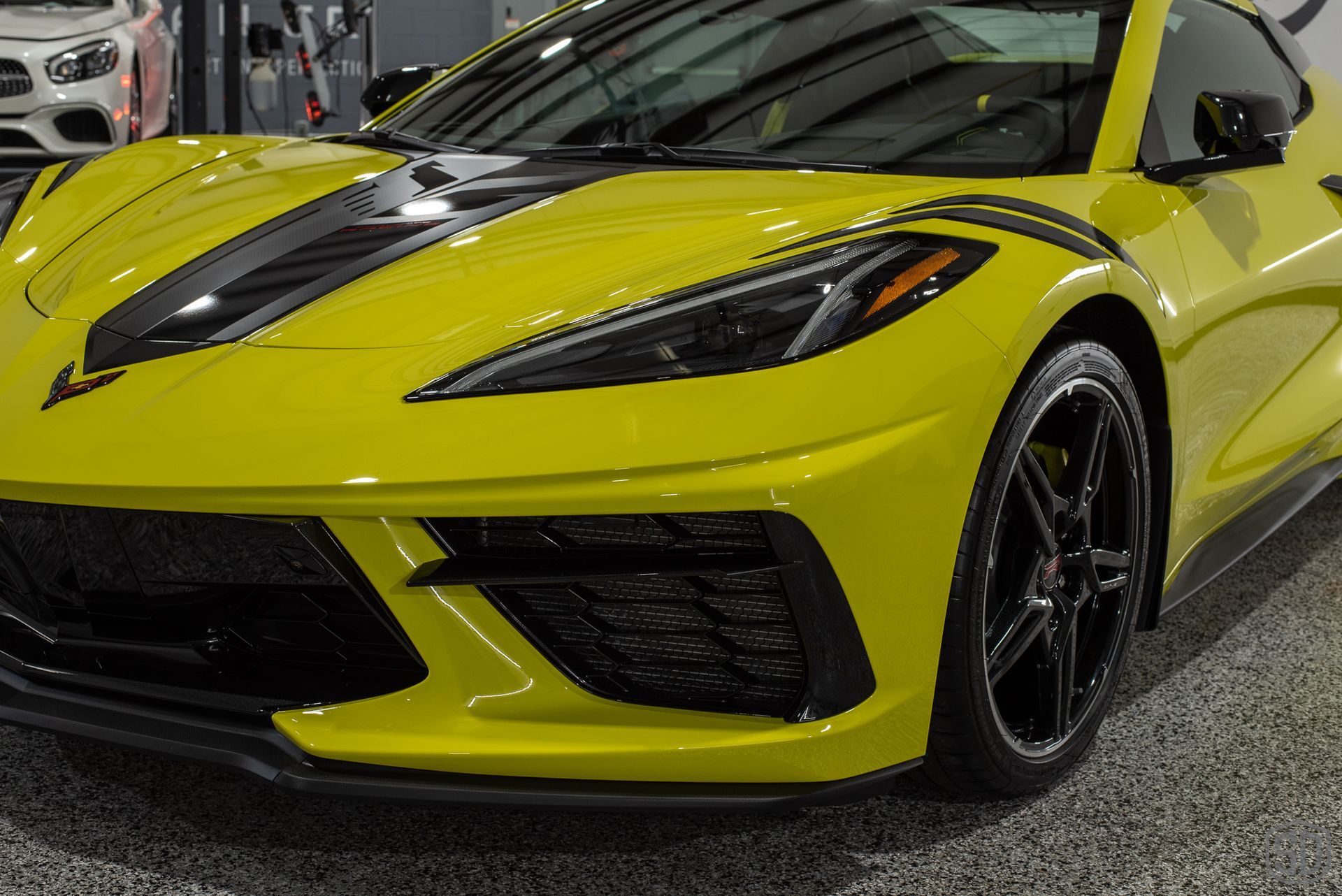 2023 Corvette Stingray Paint Correction and Modesta Coatings front end close up Orlando, Florida