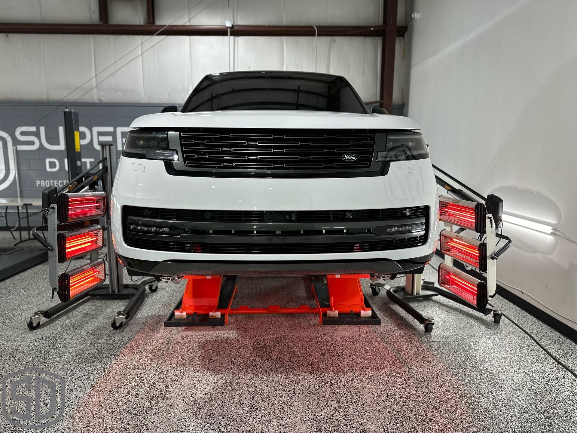 2023 Land Rover Range Rover Autobiography Detailing, Suntek Paint Protection Film, Ceramic Window Film, Modesta BC-06 Top Coat, Exterior Glass Coating, and BC-04 Nano-Titanium Coating front end view FL USA