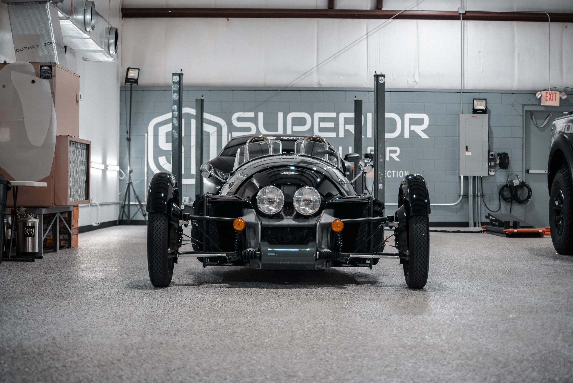 2023 Morgan Super 3 Modesta Coating, Full Body Paint Protection Film Installation front end view Orlando, USA
