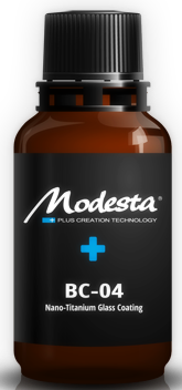 A bottle of modesta nano-titanium glass coating