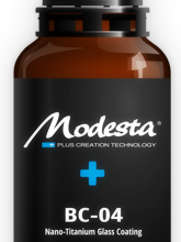 A bottle of modesta nano-titanium glass coating
