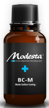 A bottle of modesta bcm matte surface coating