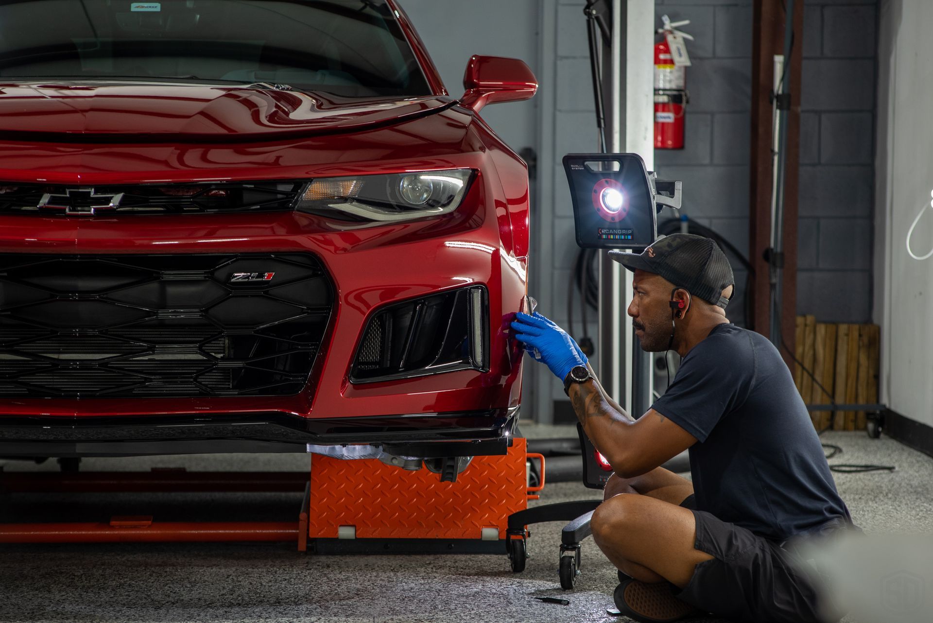 Chevrolet Camaro ZL1 Modesta Ceramic Coating on paint, wheels, and brake calipers and Xpel Paint Protection Film to Front Bumper and Rear Splash installation view Orlando
