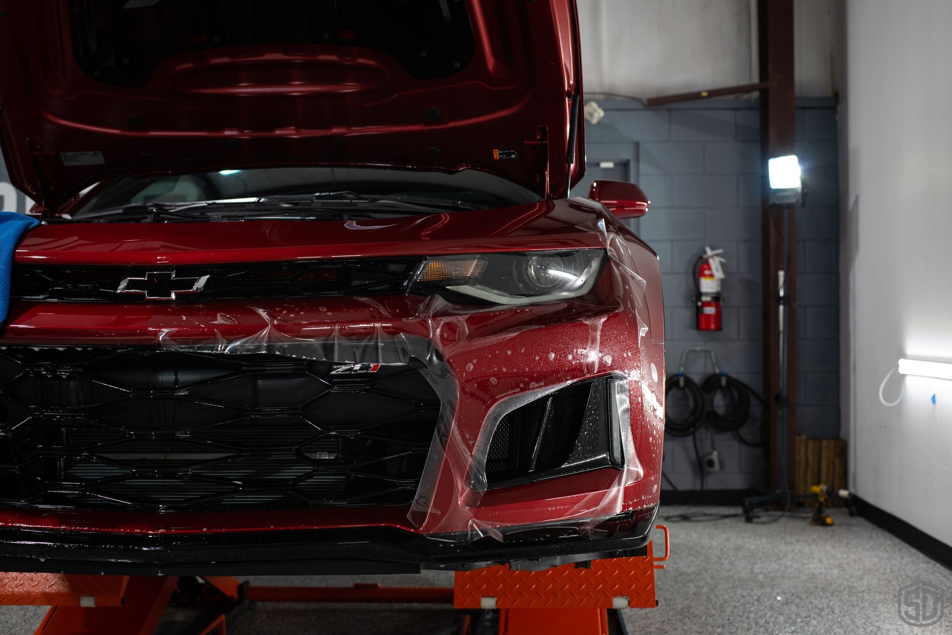 Chevrolet Camaro ZL1 Modesta Ceramic Coating  on paint, wheels, and brake calipers and Xpel Paint Protection Film to Front Bumper and Rear Splash before Orlando