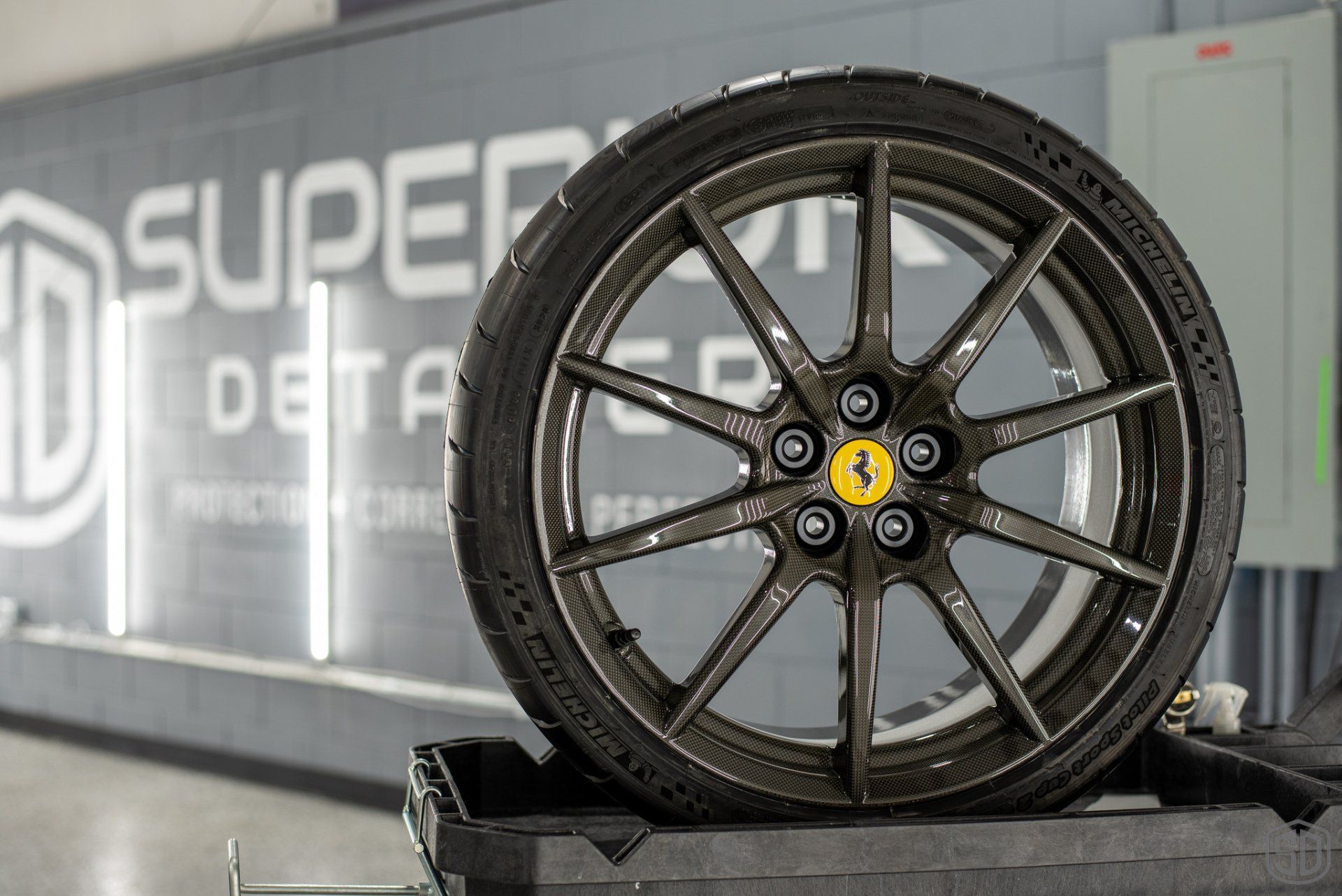 Ferrari F8 Tributo brakes and carbon fiber wheels now protected with Modesta BC-06 Florida