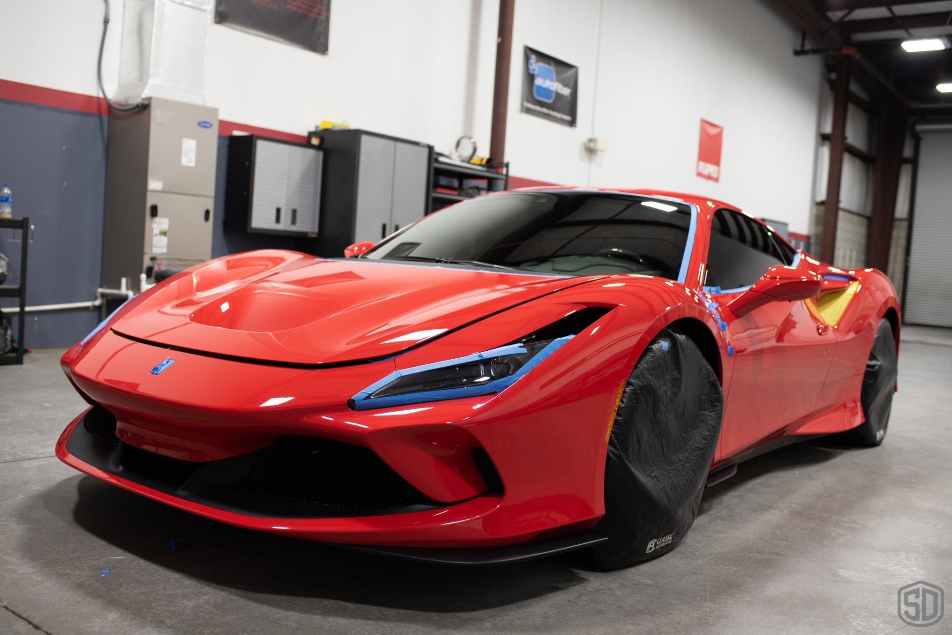 Ferrari Rosso Scuderia F8 full paint correction & full paint protection film wrap Florida