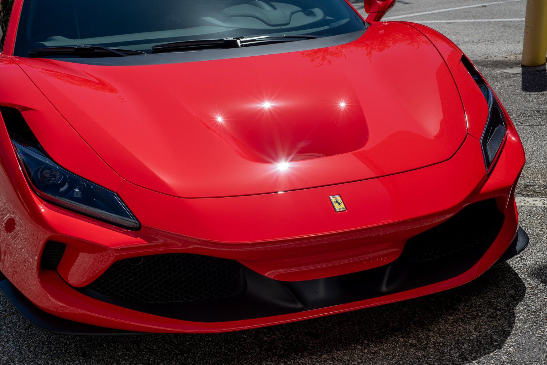Ferrari Rosso Scuderia F8 full paint correction & full paint protection film wrap hood detail Orlando