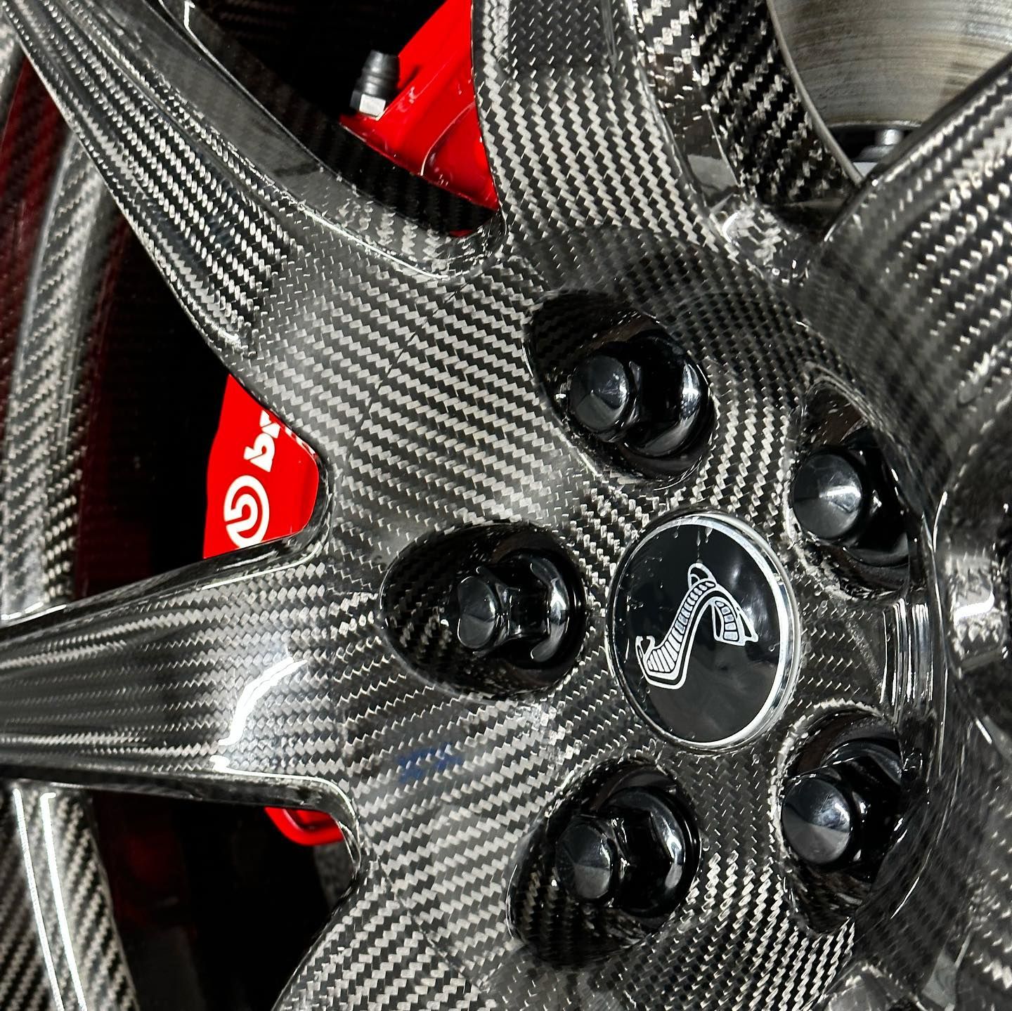 Ford Mustang Modesta BC05, Safety Coating inside and out and on the Calipers with BC06, An Xpel Invisible Wrap front end view wheel rims close up Florida