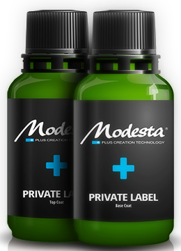Two bottles of modesta private label standing next to each other