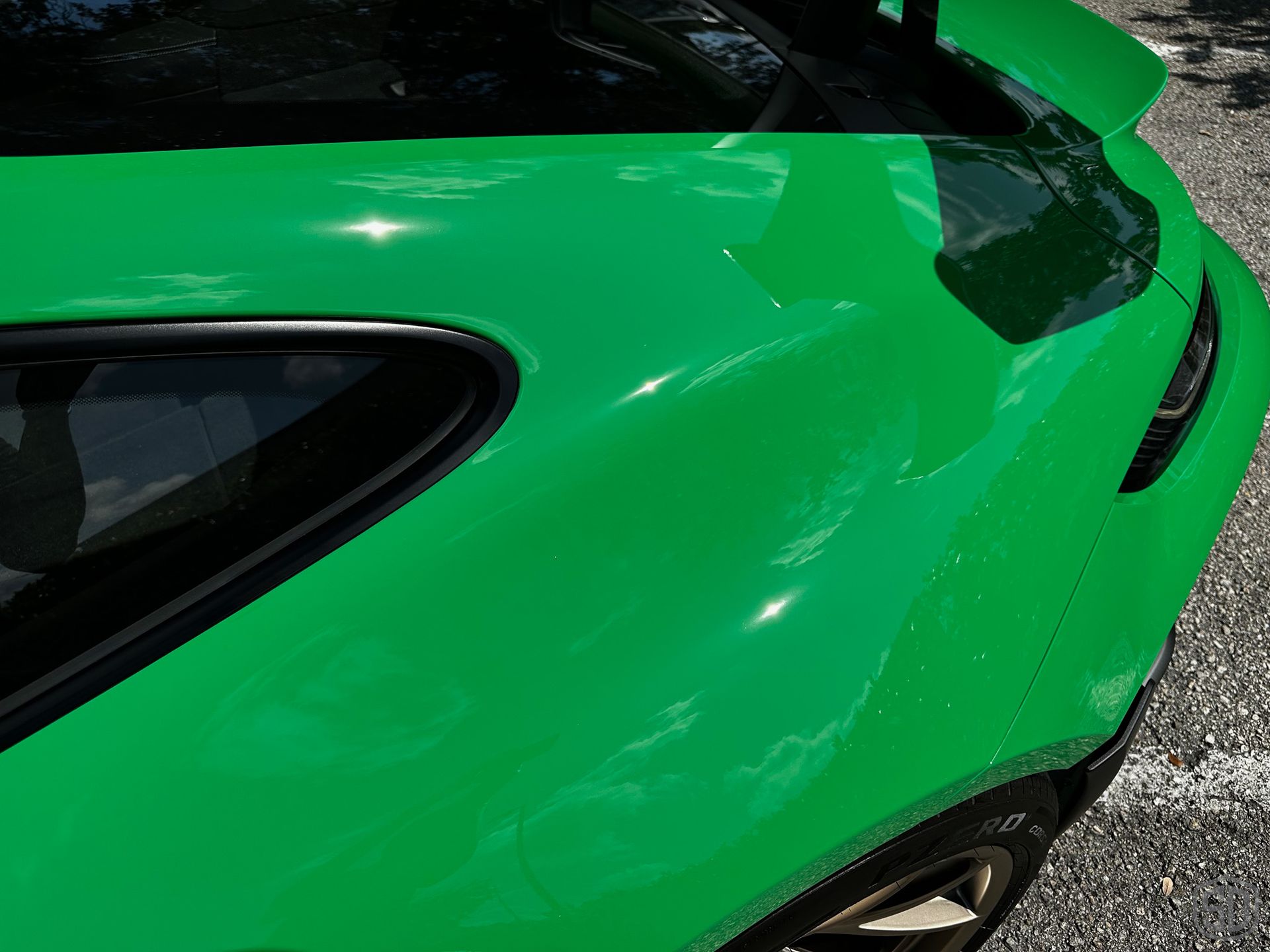 Porsche 911 GT3RS Level 2 Paint Correction, Modesta BC-08 Ceramic Coating, Paint Protection Film to High Impact Areas paint close up Orlando, FL