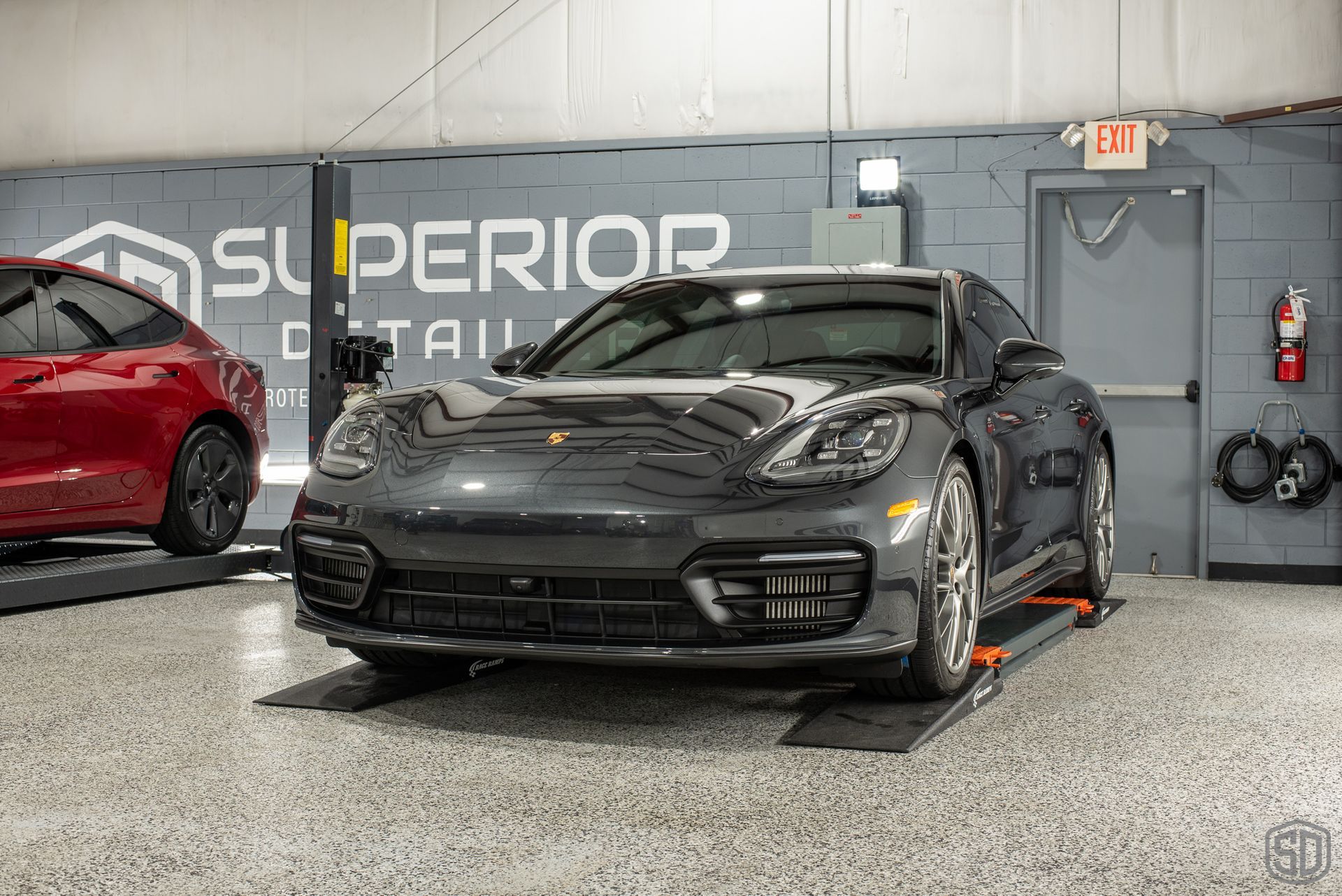 Porsche Panamera Modesta BC-04 and Modesta BC-06 front end view Florida USA
