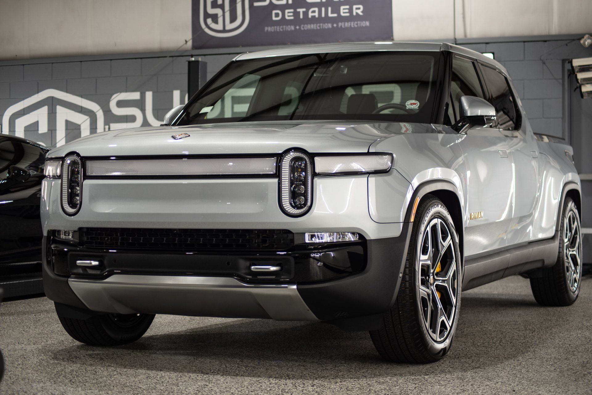 Rivian R1T launch edition front bumper PPF application with Modesta BC-08 Ceramic Coating Orlando FL