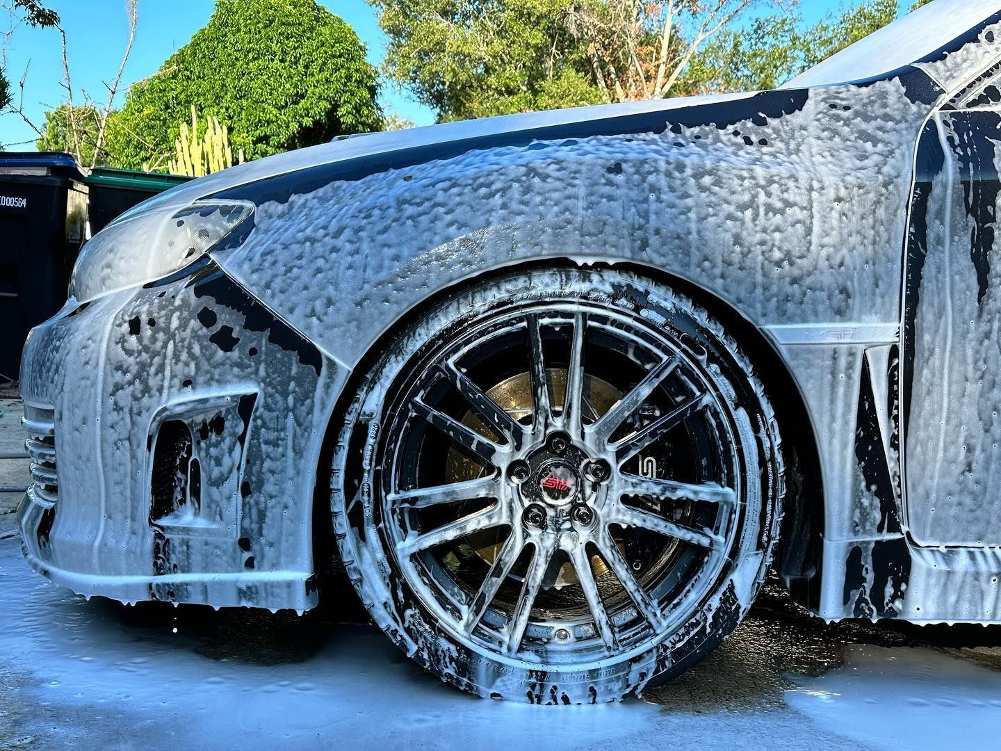 Subaru WRX Car Detailing with Aenso Polaris Foam Soap wheel close up Orlando