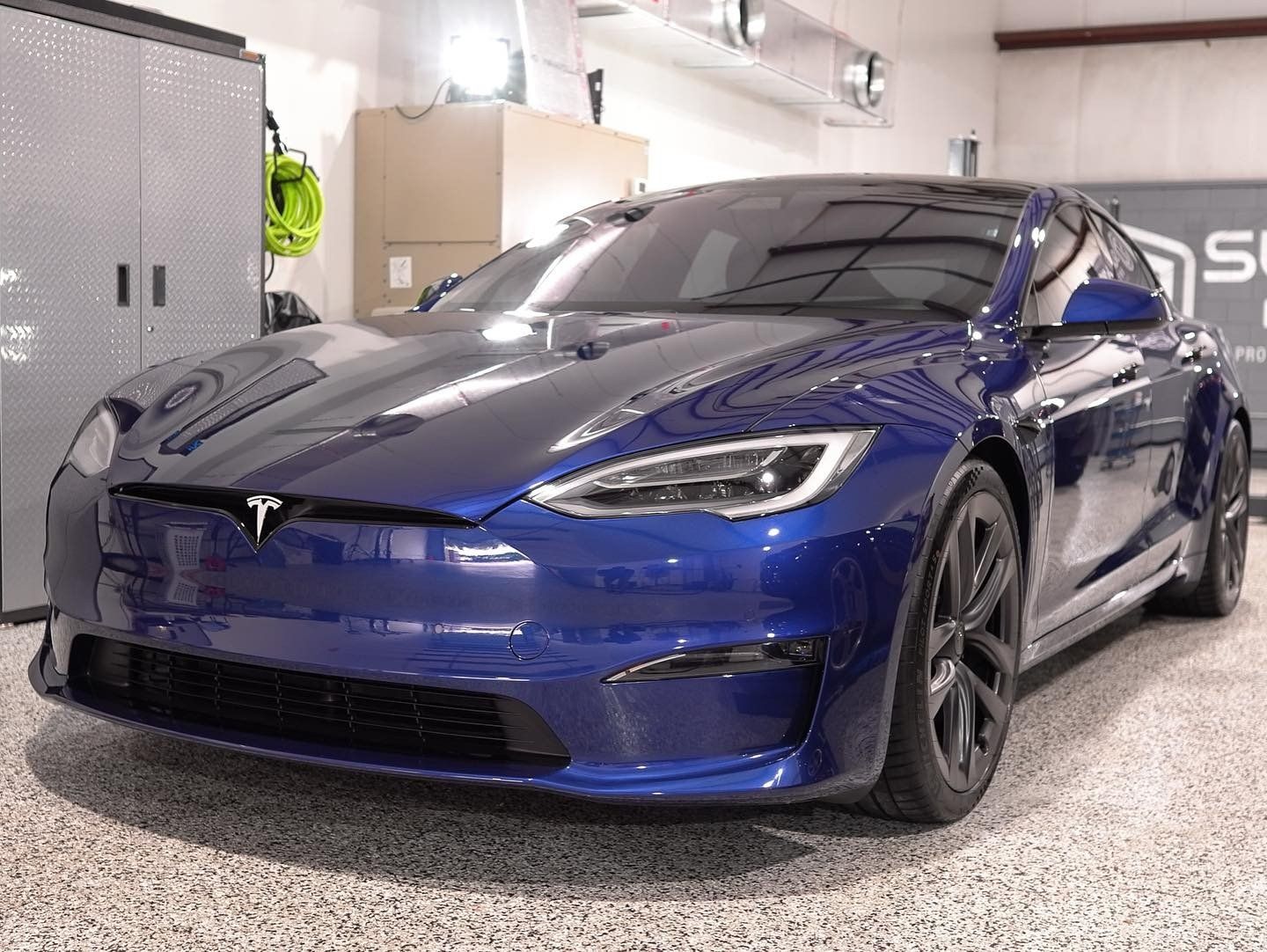 Tesla Model S Plaid blue modesta full front ppf orlando florida