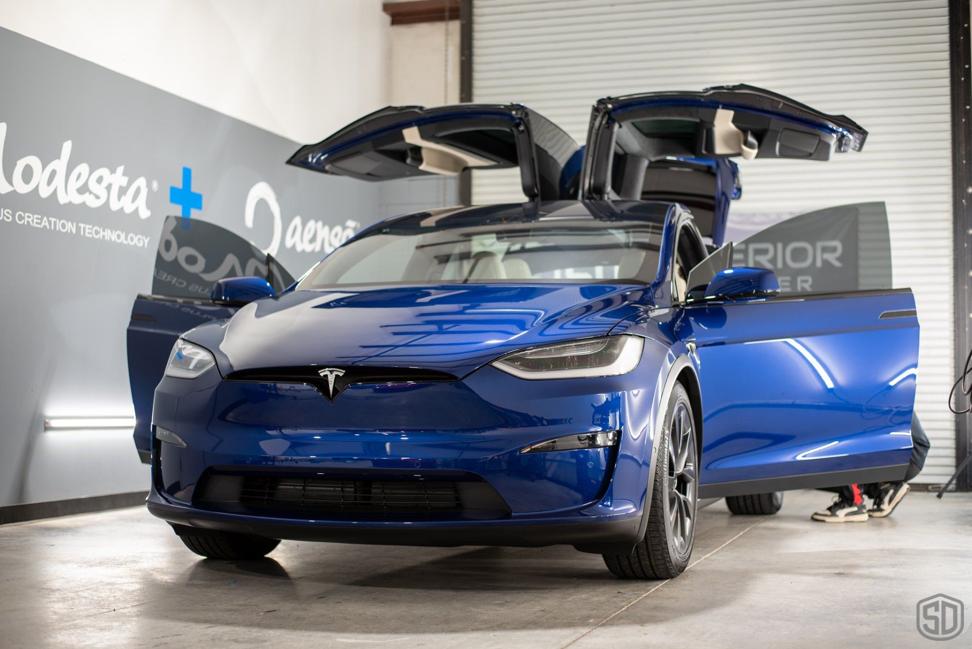 Tesla Model X Plaid Paint Correction Paint Protection Film Modesta Ceramic Glass Coating, Modesta Leather and Wheel Protection front view Florida