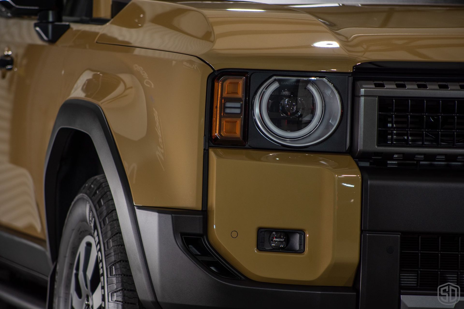 A close up of the front of a pickup truck.