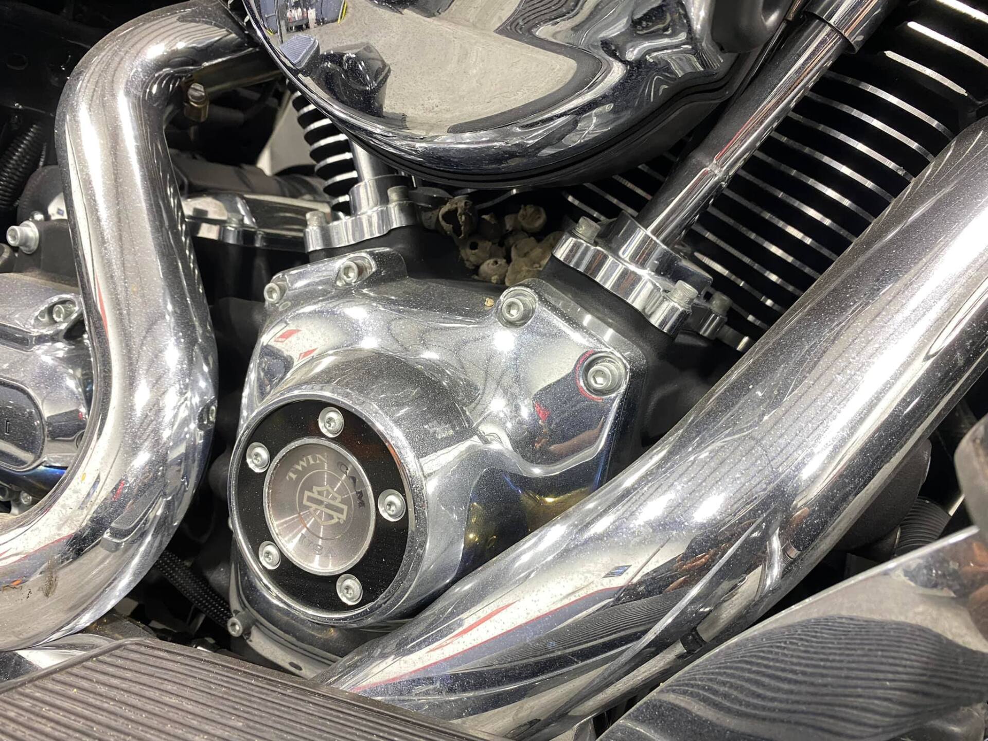 2014 harley davidson road king prepped poliished wrapped and coated engine close up detail florida