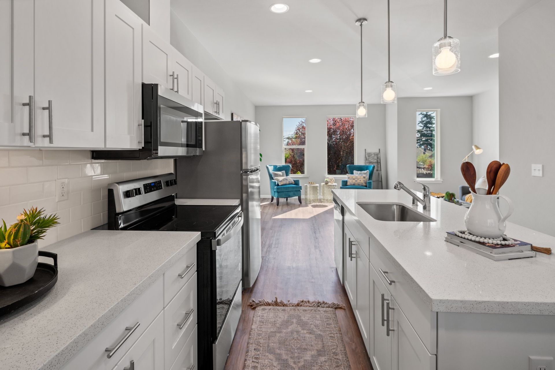 Bright kitchen interior - select to go to Contact Us page