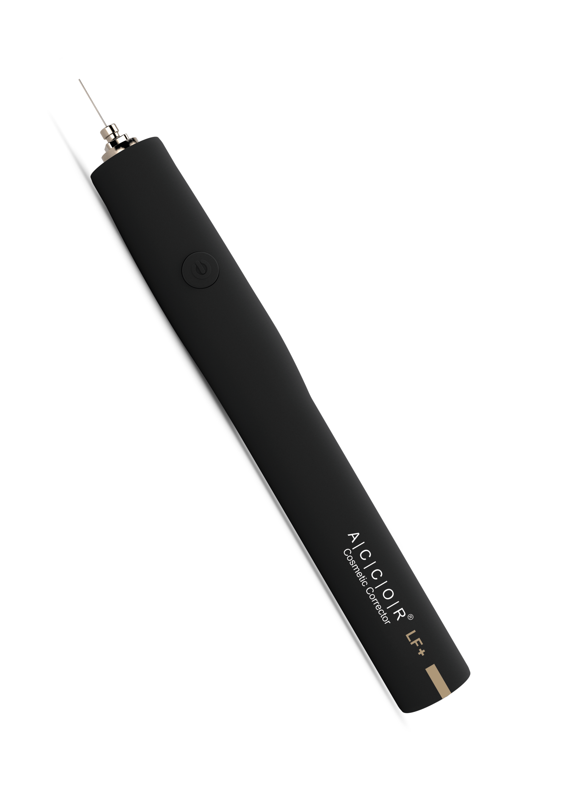 A black pen with a silver needle on it