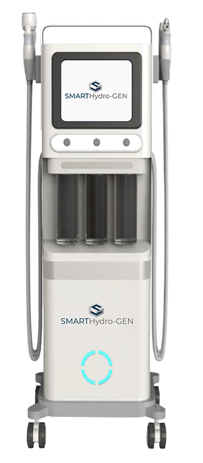 A white machine with wheels and a screen on a white background.