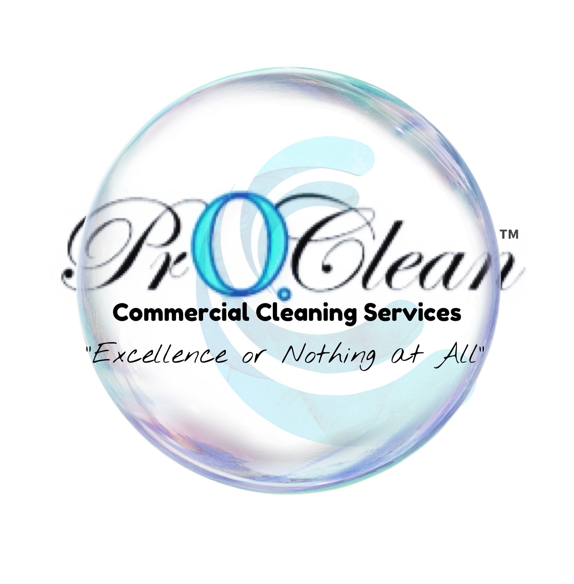 Pro O Clean logo in a bubble. Text: Commercial Cleaning Services. Quote: 