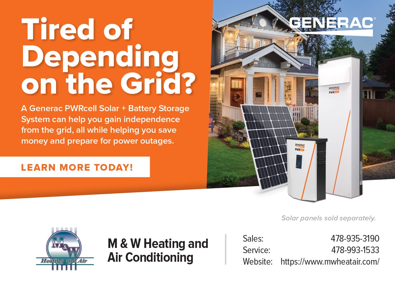 Advertisement: Generac solar and battery storage system.