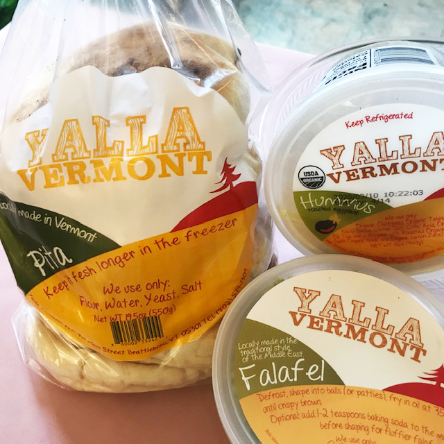 Local Yalla Vermont pita and hummus sold here
