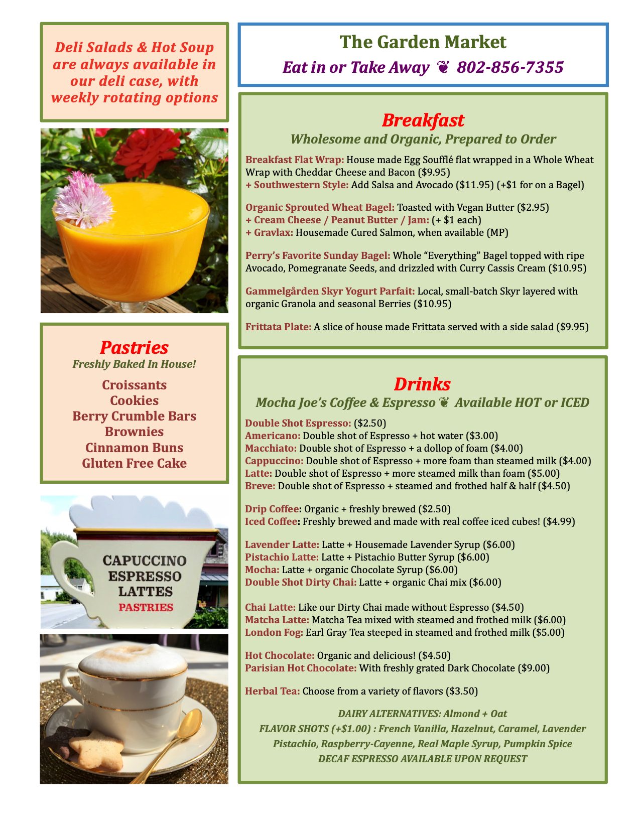 Breakfast & Espresson Menu
