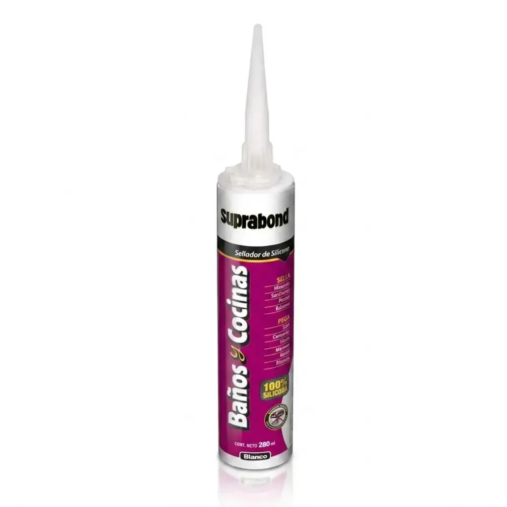 SELLADOR DE SILICONA SUPRABOND PARA BAÑOS Y COCINAS BLANCO 280ML
