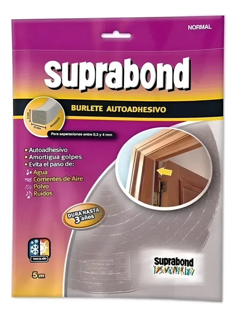 BURLETE SUPRABOND GOMA ESPUMA NORMAL GRIS 5 MTS