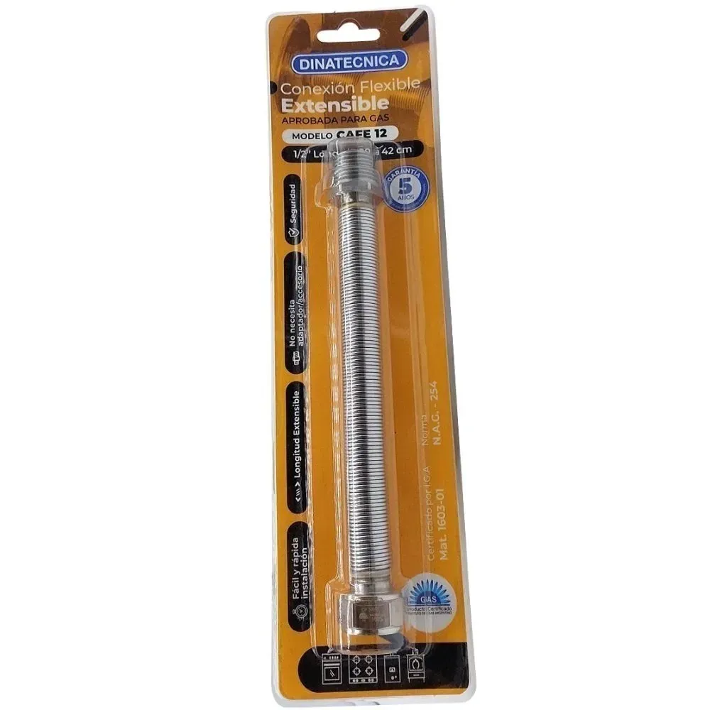 FLEXIBLE GAS EXTENSIBLE CAFE 1/2 12 X 20-42 CM - DINATECNICA