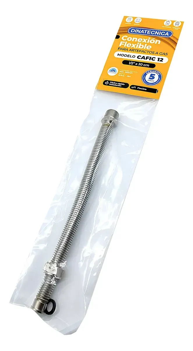 FLEXIBLE GAS CAFIC 1/2 12X30CM- DINATECNICA