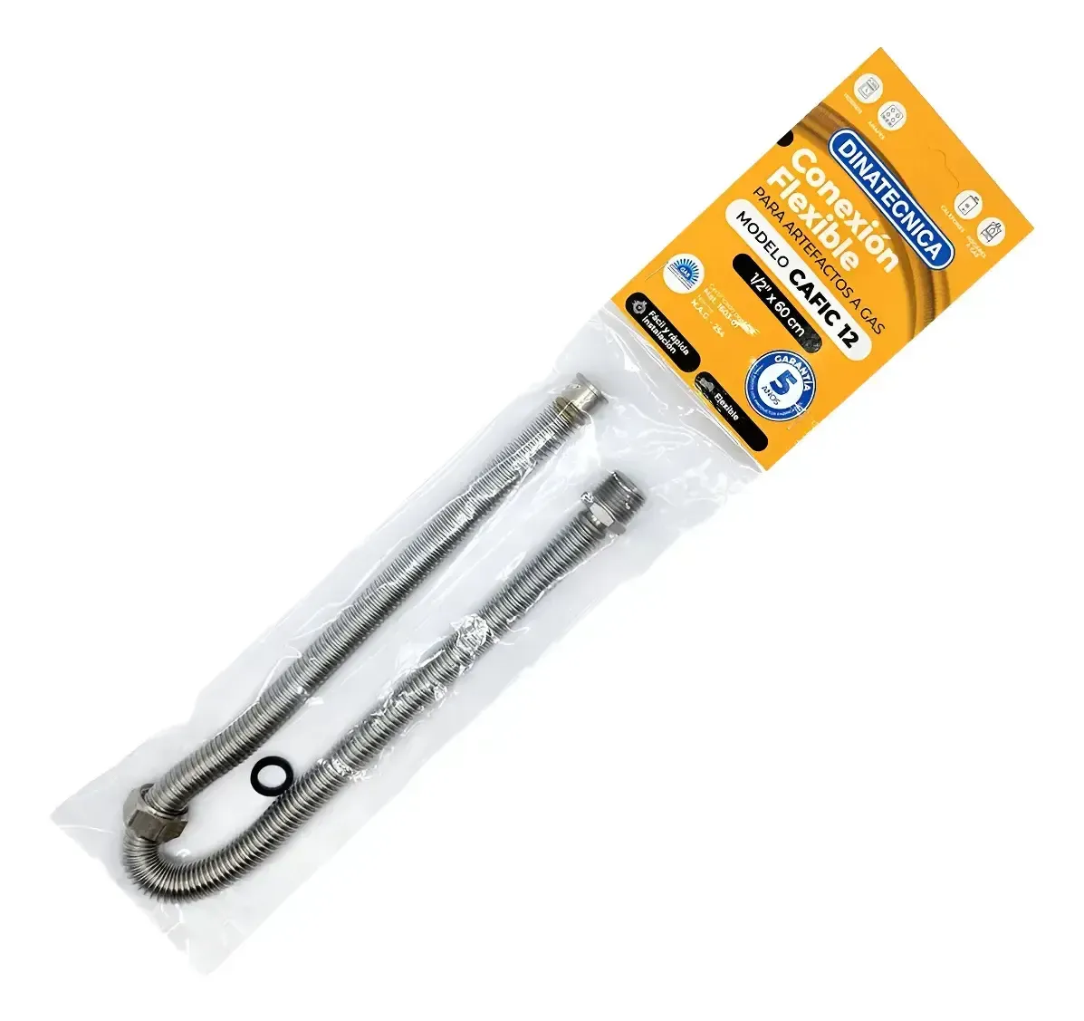 FLEXIBLE GAS CAFIC 1/2 12X60CM-  DINATECNICA