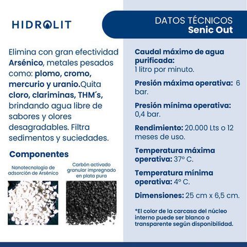 REPUESTO PURIFICADOR SENIC OUT