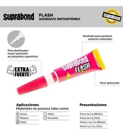 ADHESIVO SUPRABOND INSTANTÁNEO FLASH 1GR X 3 UNIDADES BLISTER