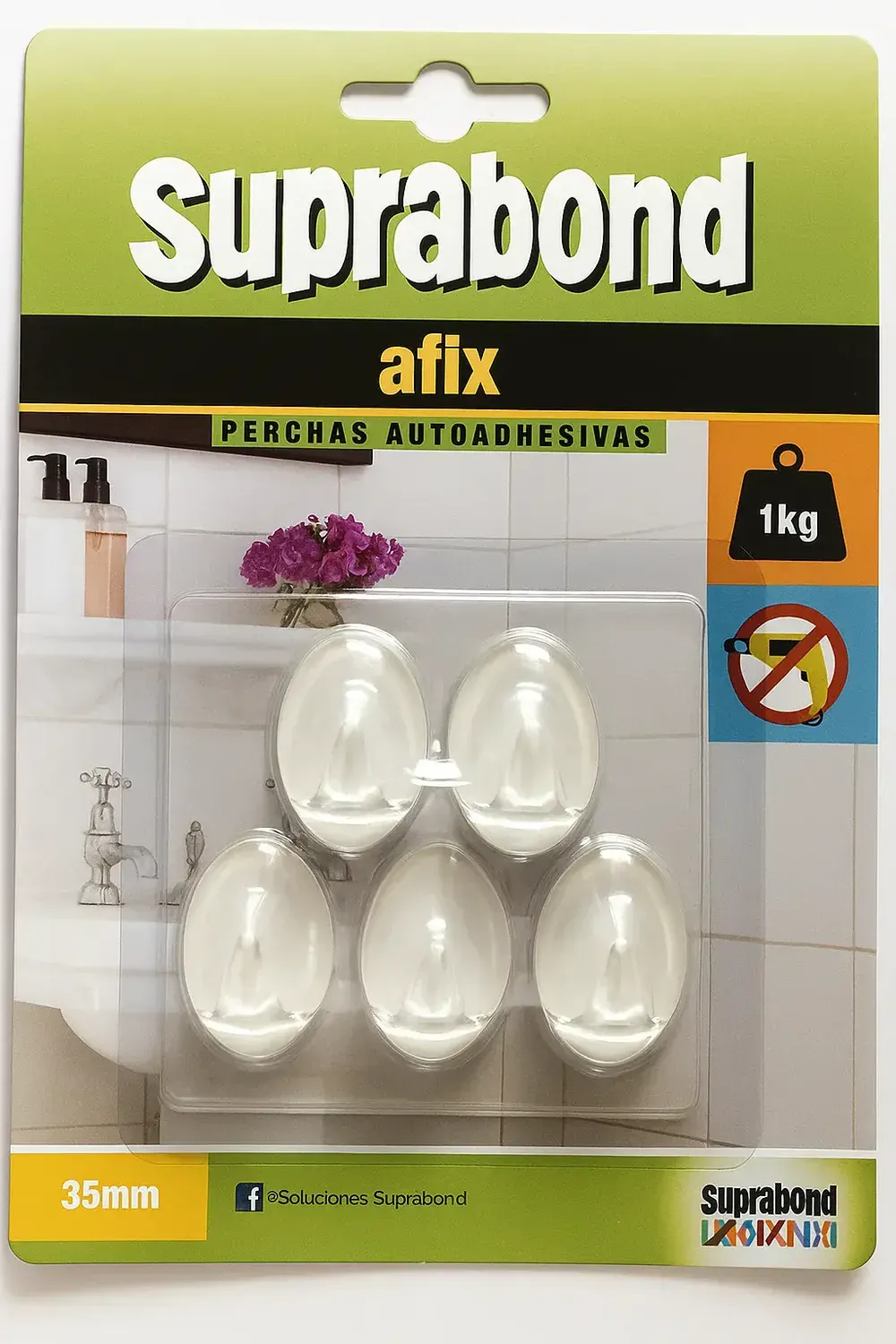 PERCHAS AUTOADHESIVAS SUPRABOND TRANSPARENTE 1KG