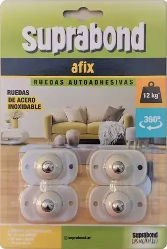 RUEDAS AUTOADHESIVAS SUPRABOND AFIX ACERO INOX. X 4 UN.