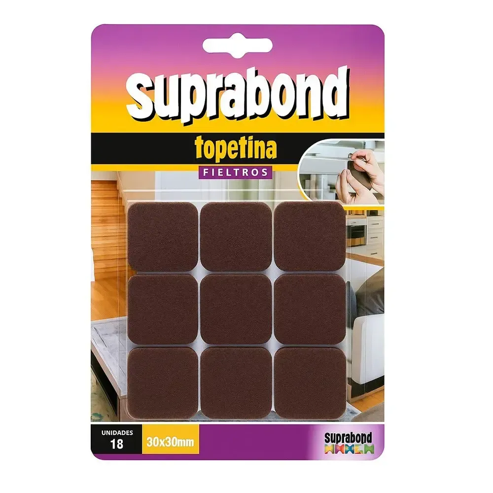 TOPETINA SUPRABOND DE FIELTRO MARRÓN CUADRADA 30MM