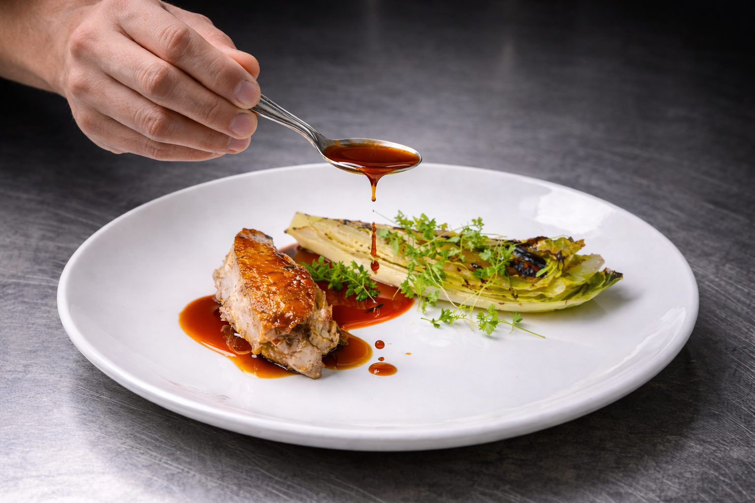 La Boucherie Special - Poulet Rôti — 40 Poulet Rôti — 40
Roast chicken with harissa purée, butter lettuce, lemon and jus.