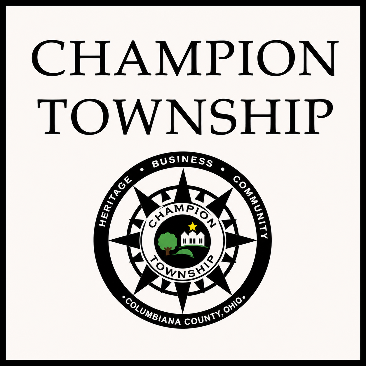 Champion Township logo with black text and a circular seal on a white background