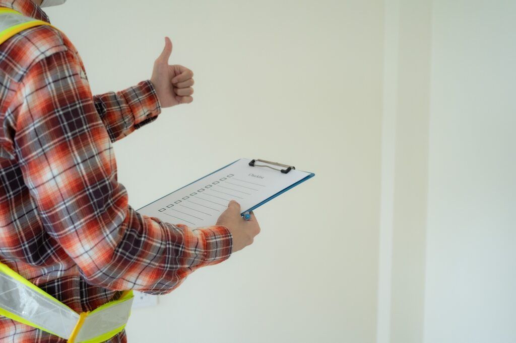 Construction Worker With Clipboard — Scott MacTaggart Building & Pest Inspections In Taree, NSW