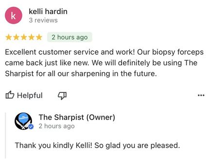 A Five star review for The Sharpist A customer review that reads