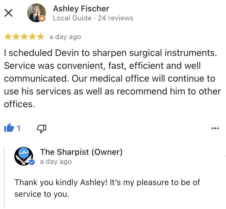 Five stars for The Sharpist A five star review for The Sharpist which reads